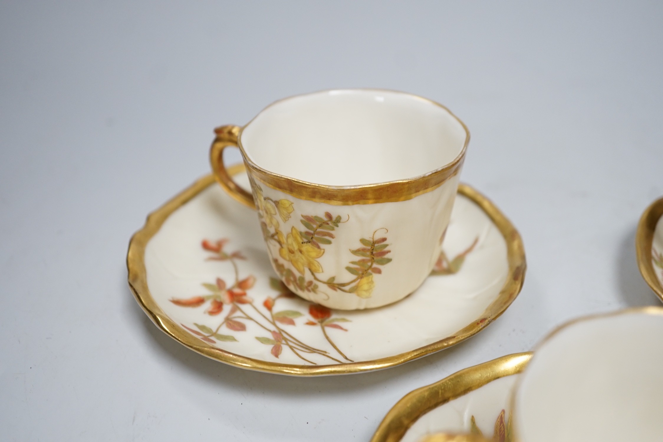 Three Royal Worcester cups and saucers